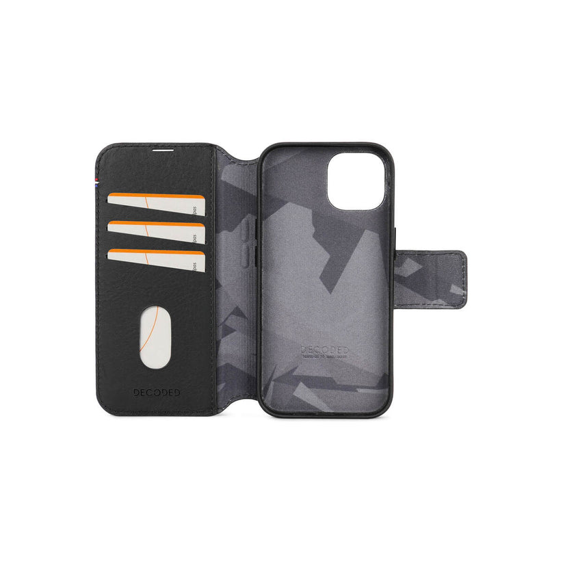 Husa de protectie Decoded cu portofel detasabil iPhone 15, Piele, Negru - iSTYLE RO