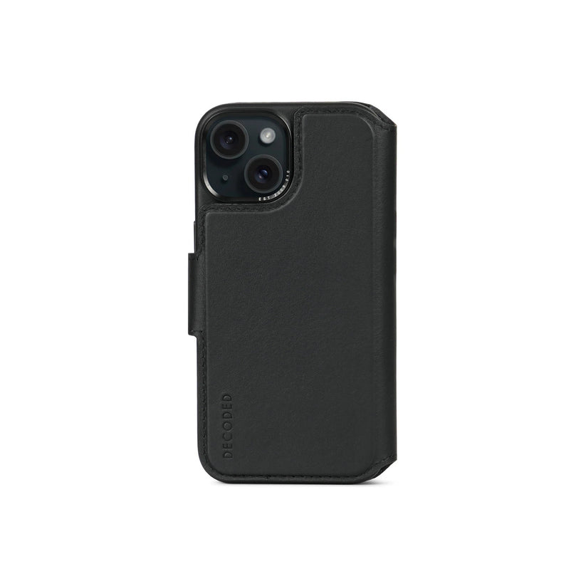 Husa de protectie Decoded cu portofel detasabil iPhone 15, Piele, Negru - iSTYLE RO