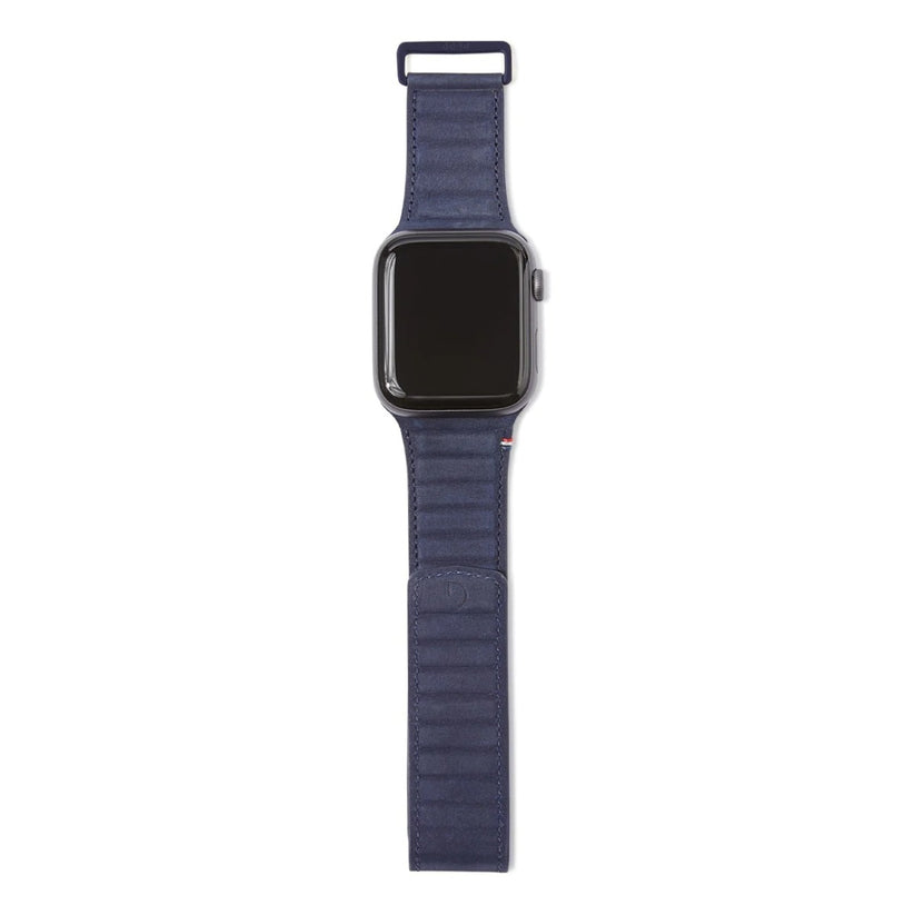 Curea Decoded Traction Strap pentru Apple Watch 45/44/42 mm, Piele, Albastru - iSTYLE RO