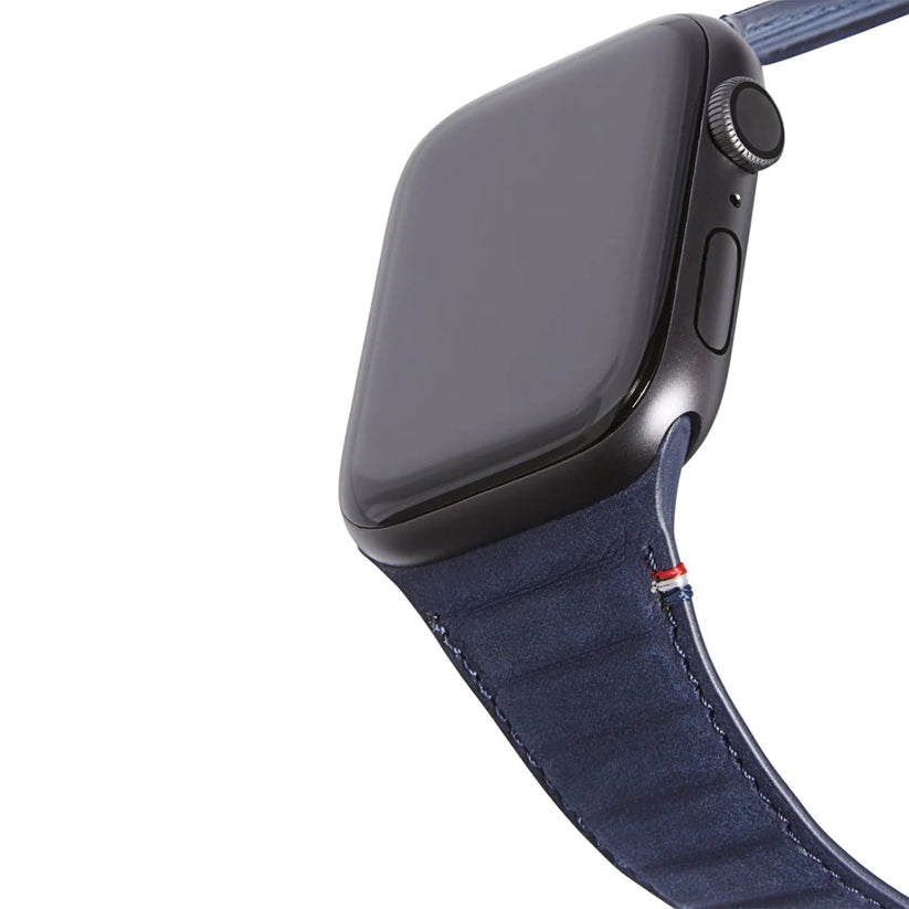 Curea Decoded Traction Strap pentru Apple Watch 45/44/42 mm, Piele, Albastru - iSTYLE RO