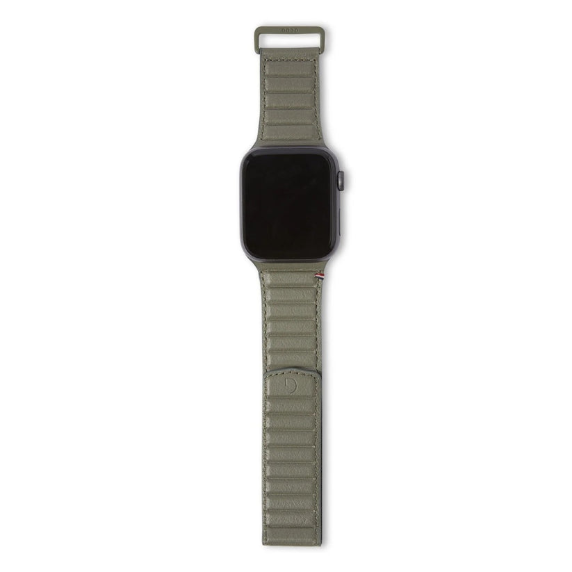 Curea Decoded Magnetic Traction pentru Apple Watch 38/40/41mm, Piele, Olive - iSTYLE RO