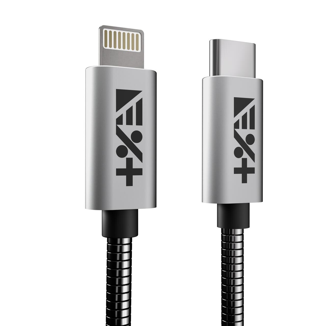 Cablu de date NEXT ONE USB-C - Lightning, Metalic, Silver (1,2m) - iSTYLE RO