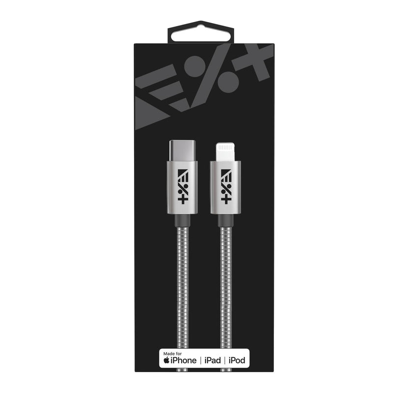 Cablu de date NEXT ONE USB-C - Lightning, Metalic, Silver (1,2m) - iSTYLE RO