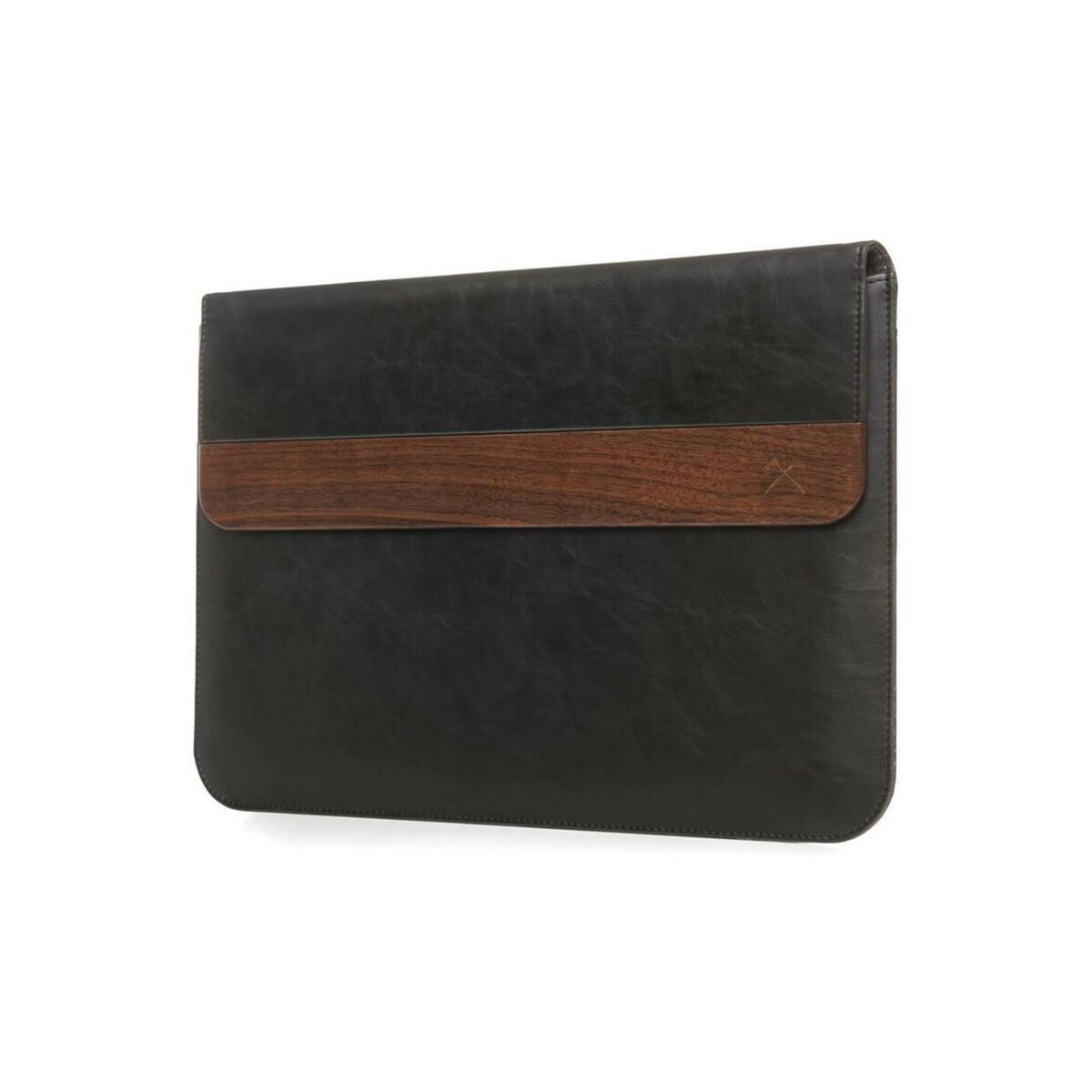 Husa de protectie Woodcessories EcoPouch pentru Macbook Air (2018) / 13 Pro, Walnut / Black Leather (vegan) - iSTYLE RO
