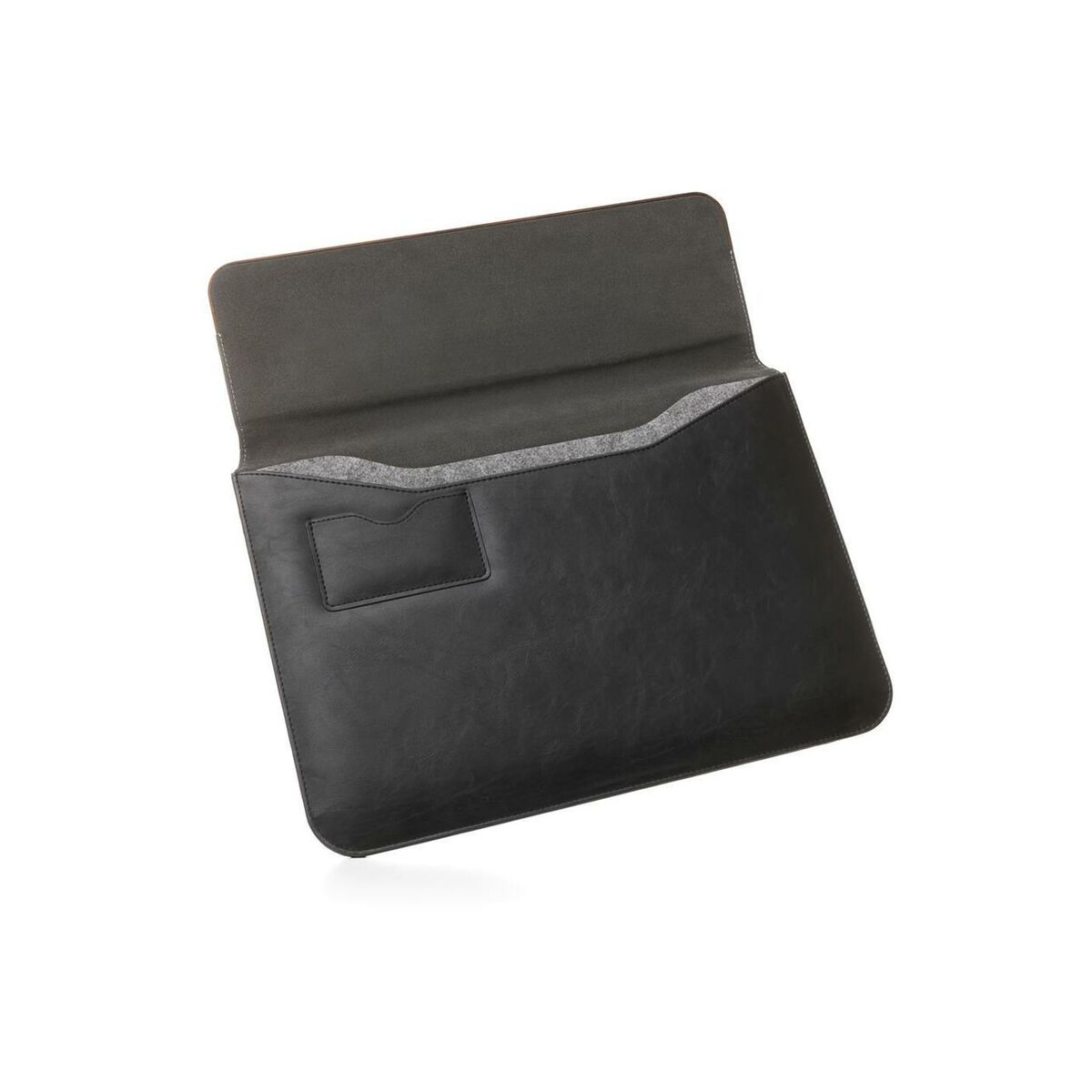 Husa de protectie Woodcessories EcoPouch pentru Macbook Air (2018) / 13 Pro, Walnut / Black Leather (vegan) - iSTYLE RO
