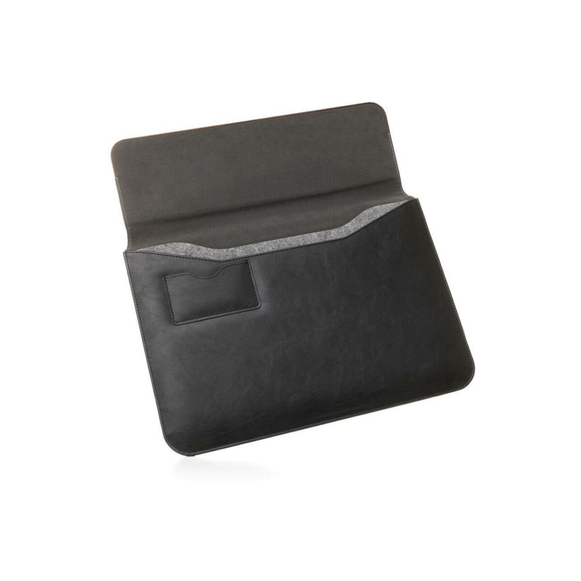 Husa de protectie Woodcessories EcoPouch pentru Macbook Air (2018) / 13 Pro, Walnut / Black Leather (vegan) - iSTYLE RO
