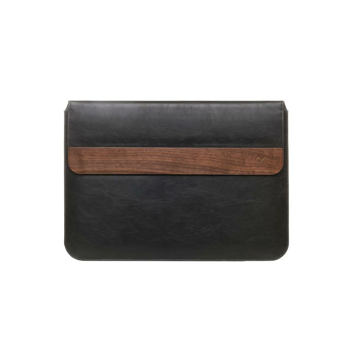 Husa de protectie Woodcessories EcoPouch pentru Macbook Air (2018) / 13 Pro, Walnut / Black Leather (vegan) - iSTYLE RO