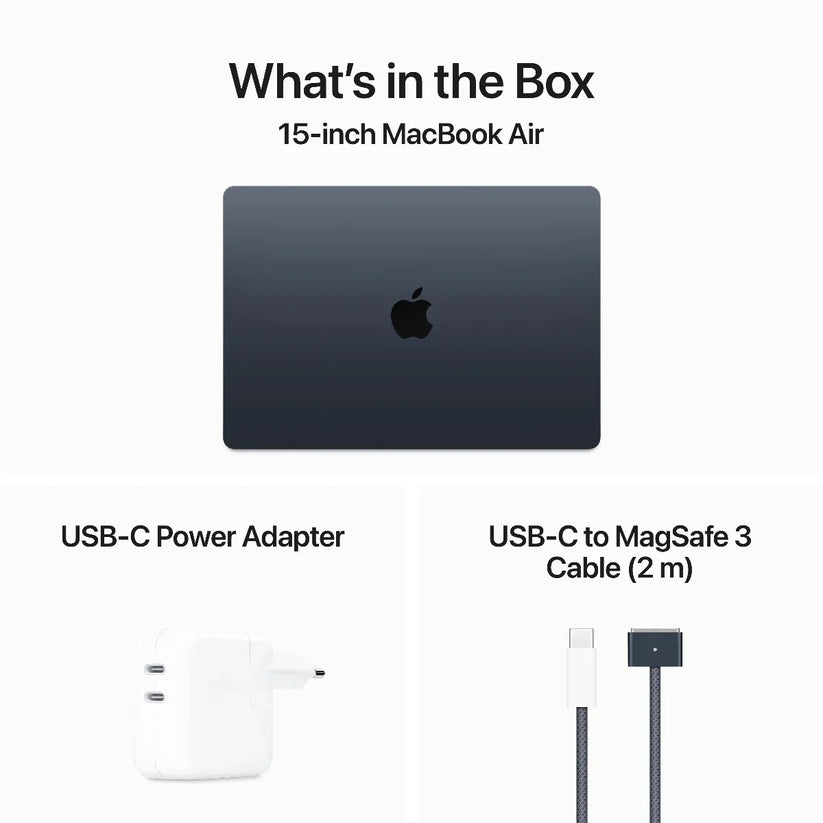 MacBook Air 15", procesor Apple M3, 8 nuclee CPU si 10 nuclee GPU, 8GB, 512GB, Midnight, INT KB - iSTYLE RO