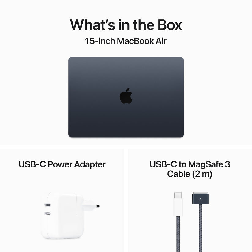 MacBook Air 15", procesor Apple M3, 8 nuclee CPU si 10 nuclee GPU, 16GB, 512GB, Midnight, INT KB - iSTYLE RO