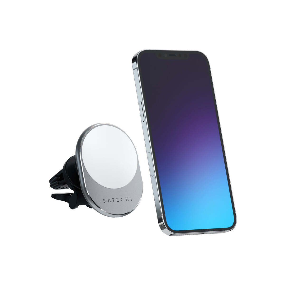 Încărcător Satechi auto wireless magnetic, Argintiu - iSTYLE RO