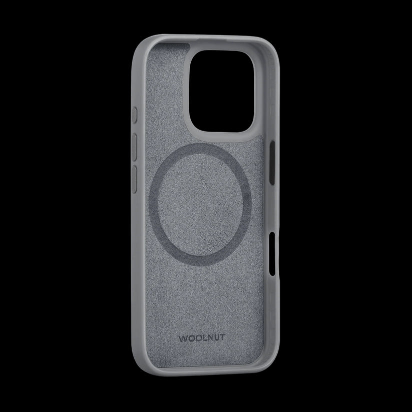 Husa de protectie Woolnut din piele pentru iPhone 16 Pro, Gri - iSTYLE RO