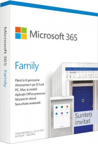 Microsoft 365 Family English EuroZone Subscriptie 1an - 6 utilizatori - iSTYLE RO
