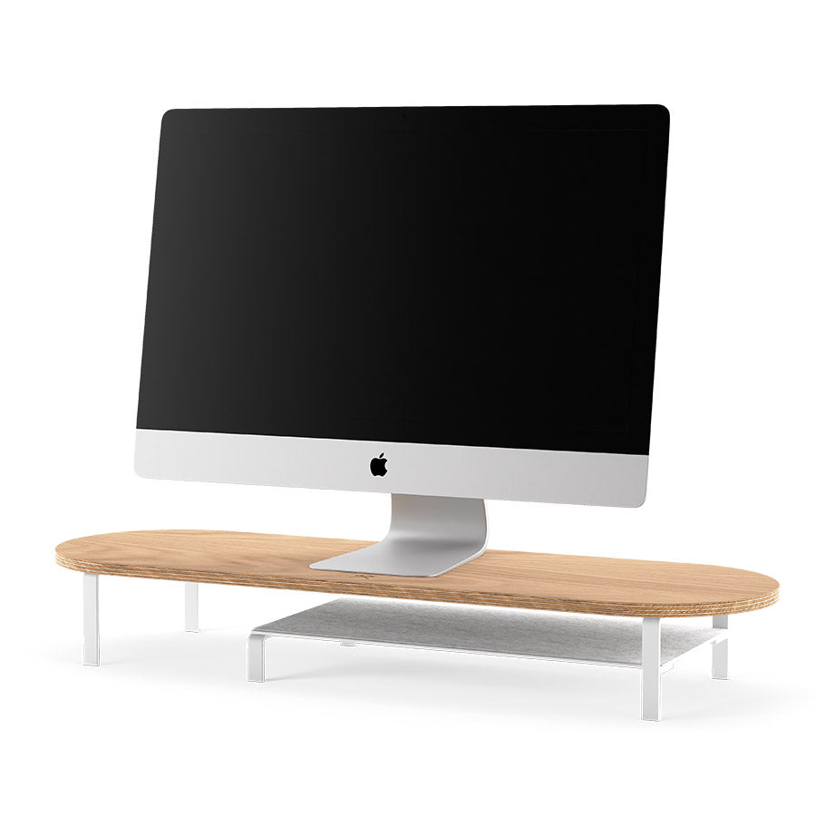 Stand cu raft Woodcessories pentru monitor Oak/White - iSTYLE RO