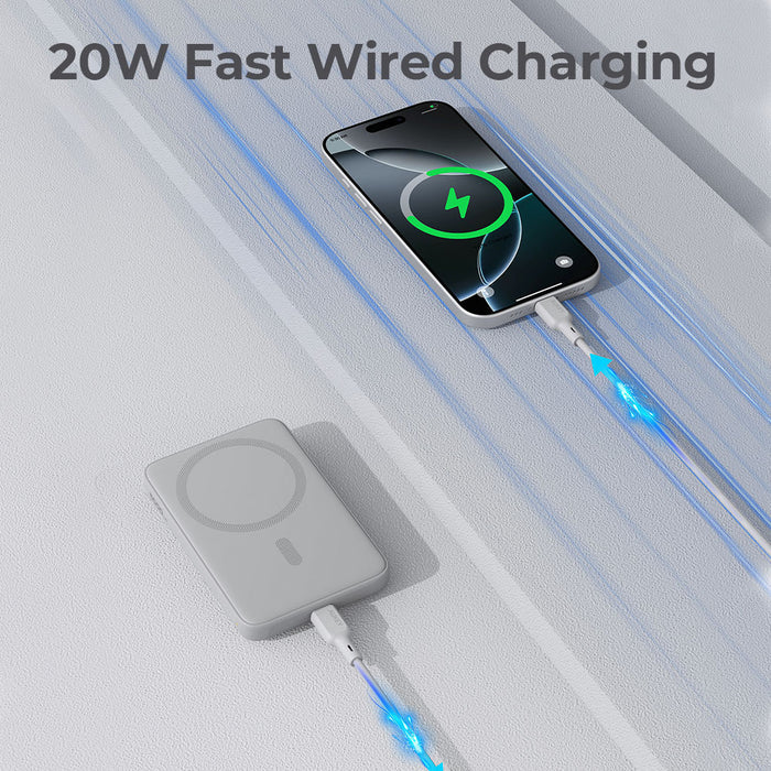 Baterie externa AUKEY cu MagSafe, 5000 mAh, Alb - iSTYLE RO