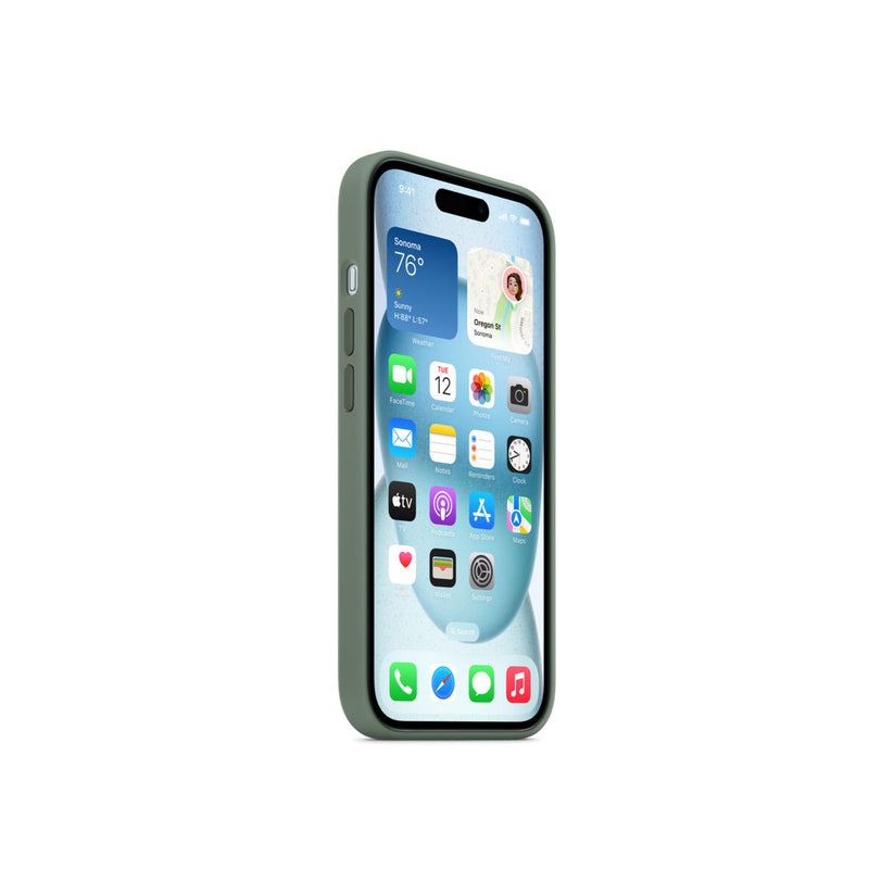Husa de protectie Apple cu MagSafe pentru iPhone 15, Silicon, Cypress - iSTYLE RO