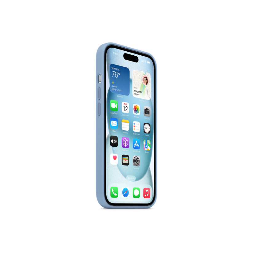 Husa de protectie Apple cu MagSafe pentru iPhone 15, Silicon, Winter Blue - iSTYLE RO