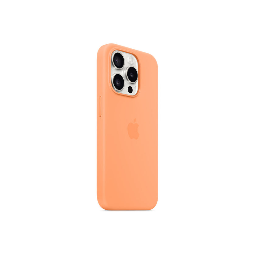 Husa de protectie Apple cu MagSafe pentru iPhone 15 Pro, Silicon, Orange Sorbet - iSTYLE RO