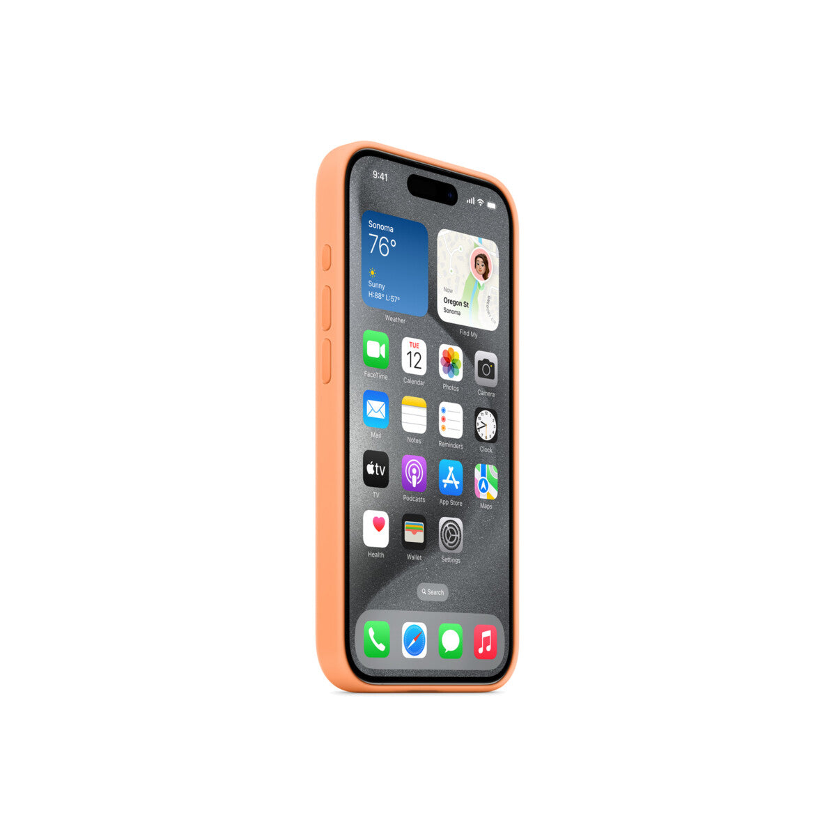 Husa de protectie Apple cu MagSafe pentru iPhone 15 Pro, Silicon, Orange Sorbet - iSTYLE RO