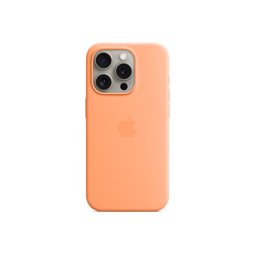 Husa de protectie Apple cu MagSafe pentru iPhone 15 Pro, Silicon, Orange Sorbet - iSTYLE RO