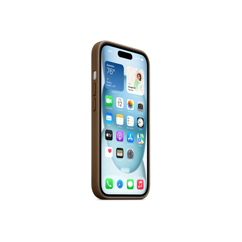 Husa de protectie Apple FineWoven cu MagSafe pentru iPhone 15, Taupe - iSTYLE RO