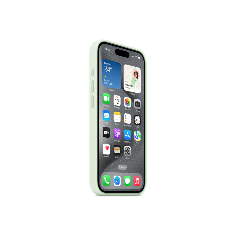 Husa de protectie Apple cu MagSafe pentru iPhone 15 Pro, Silicon, Soft Mint - iSTYLE RO