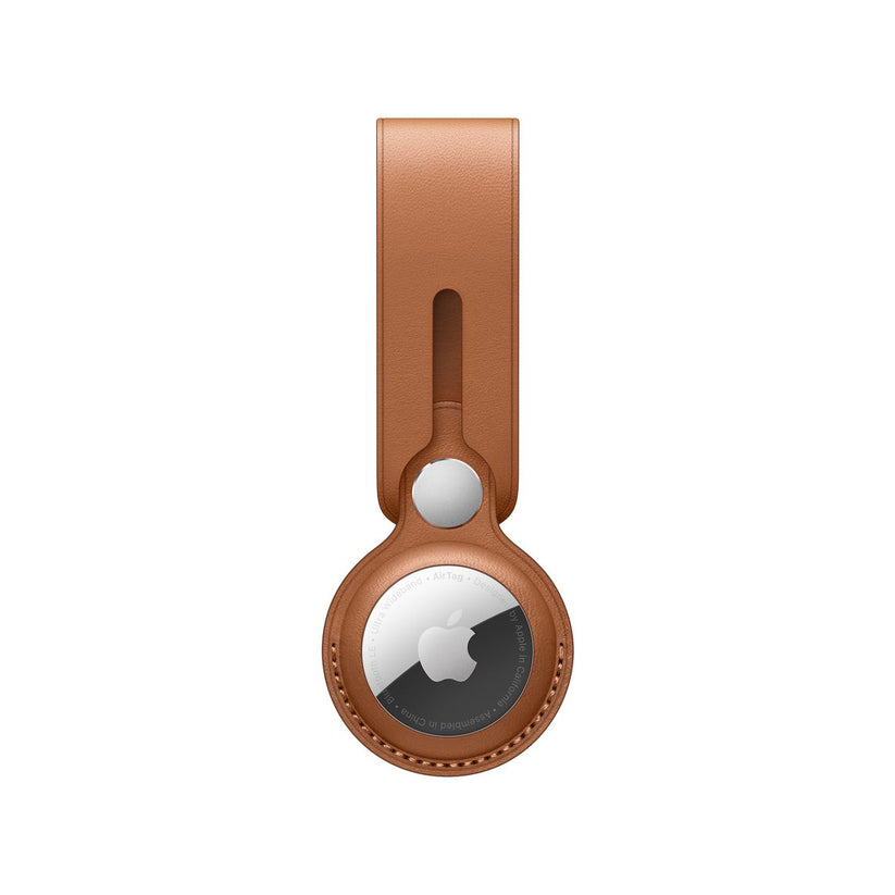 Breloc Apple pentru AirTag Loop Piele, Saddle Brown - iSTYLE RO