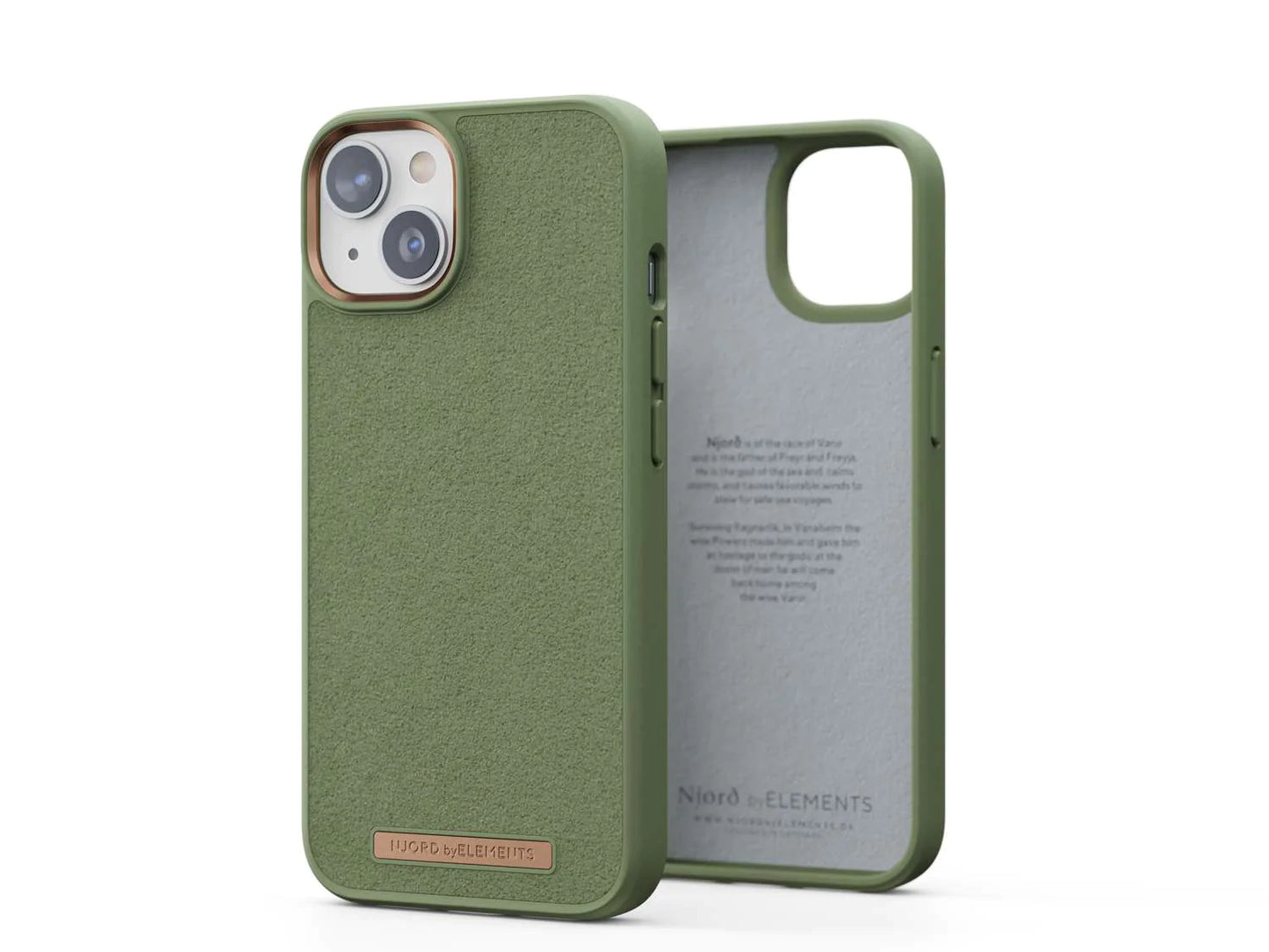 Husa de protectie Njord Suede Comfort+ pentru iPhone 14 Plus, Olive - iSTYLE RO