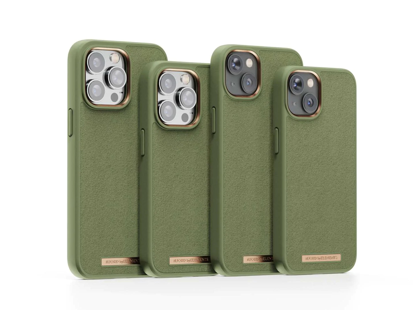 Husa de protectie Njord Suede Comfort+ pentru iPhone 14 Plus, Olive - iSTYLE RO