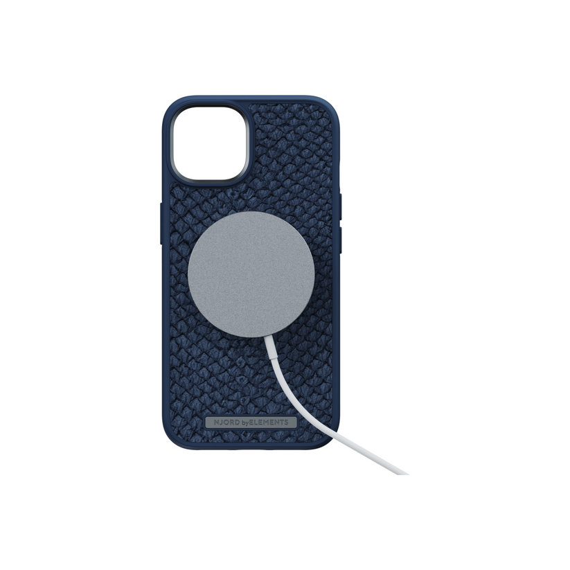 Husa de protectie Njord Salmon cu MagSafe pentru iPhone 14, Piele, Albastru - iSTYLE RO