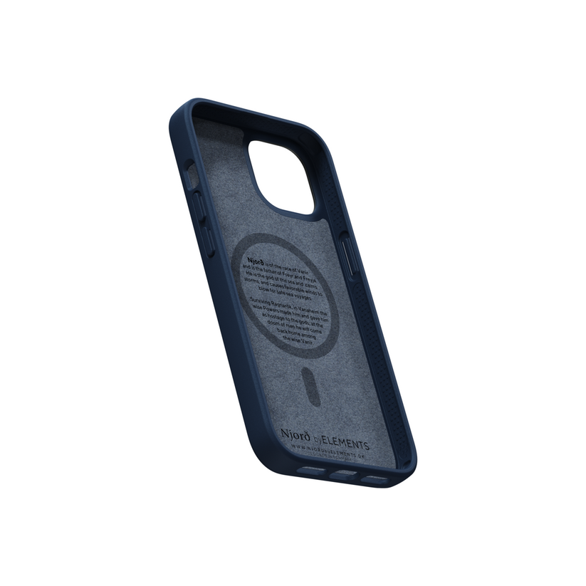 Husa de protectie Njord Salmon cu MagSafe pentru iPhone 14, Piele, Albastru - iSTYLE RO