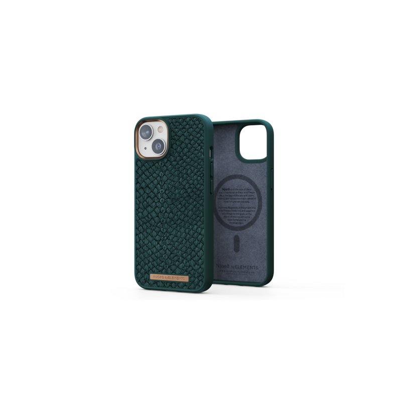 Husa de protectie Njord Salmon cu MagSafe pentru iPhone 14, Piele, Verde - iSTYLE RO