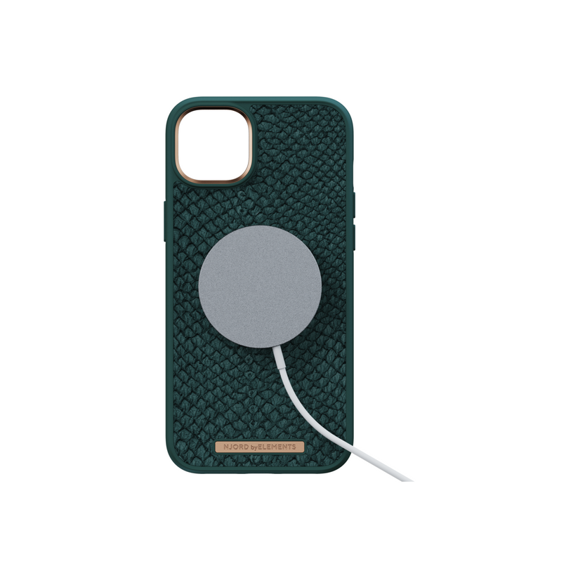 Husa de protectie Njord Salmon cu MagSafe pentru iPhone 14 Plus, Piele, Verde - iSTYLE RO