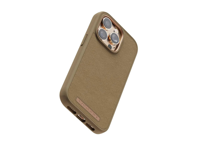 Husa de protectie Njord Suede Comfort+ pentru iPhone 14 Pro, Camel - iSTYLE RO