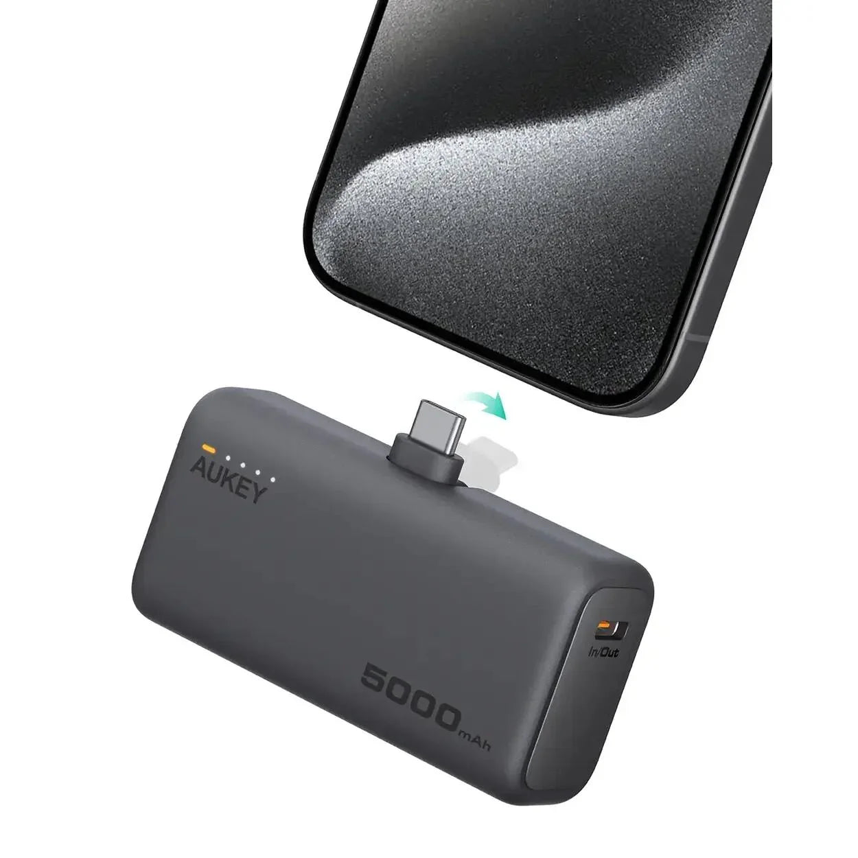 Baterie externa AUKEY Spark Mini, 5000 mAh, USB-C, Gri