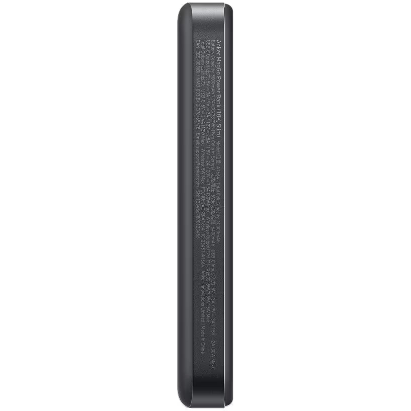 Baterie externa magnetic wireless Anker MagGo, 10.000 mAh, Ultra-Slim, Qi2 15W, Negru