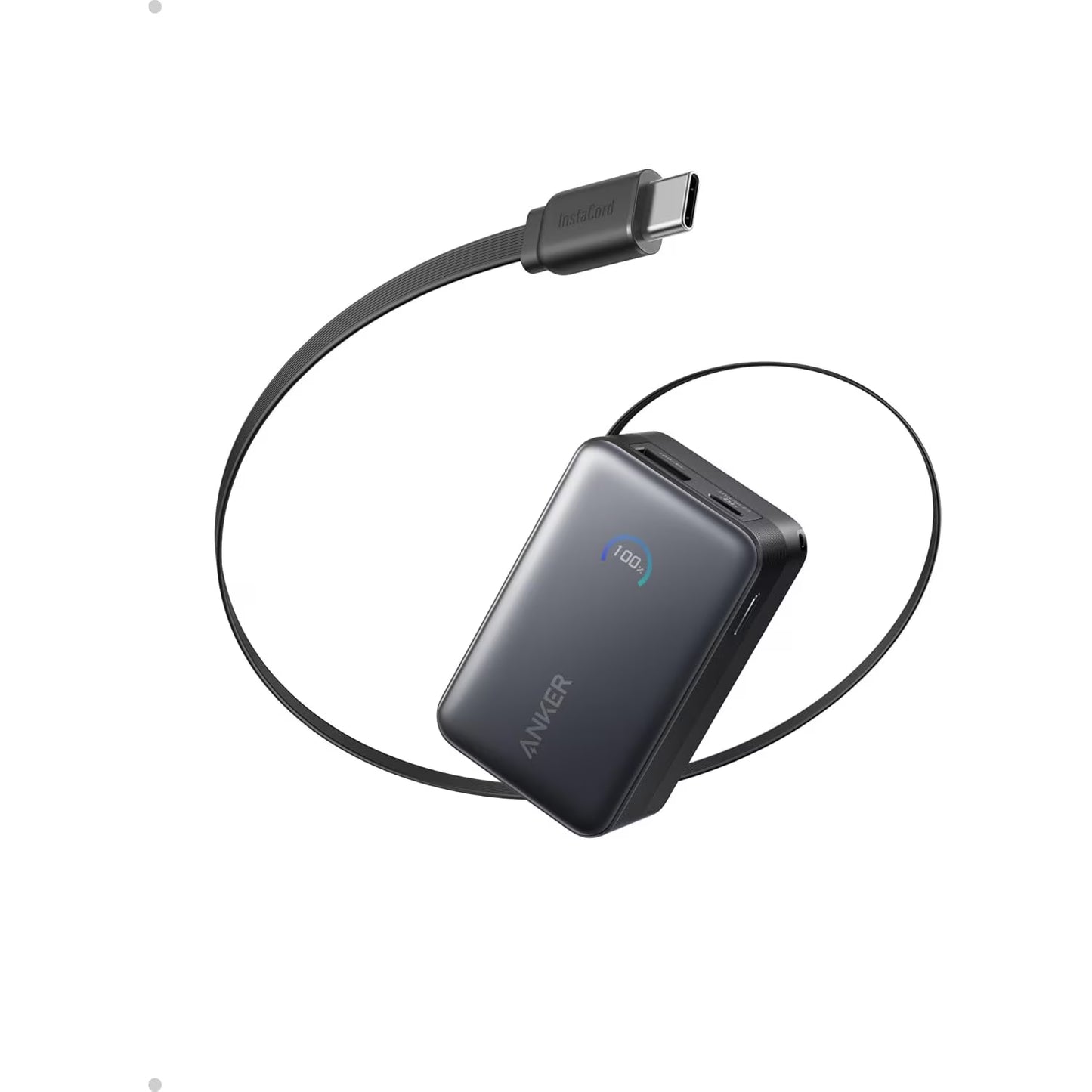 Baterie externa Anker Nano 10.000 mAh 45W, cablu USB-C retractabil, Negru