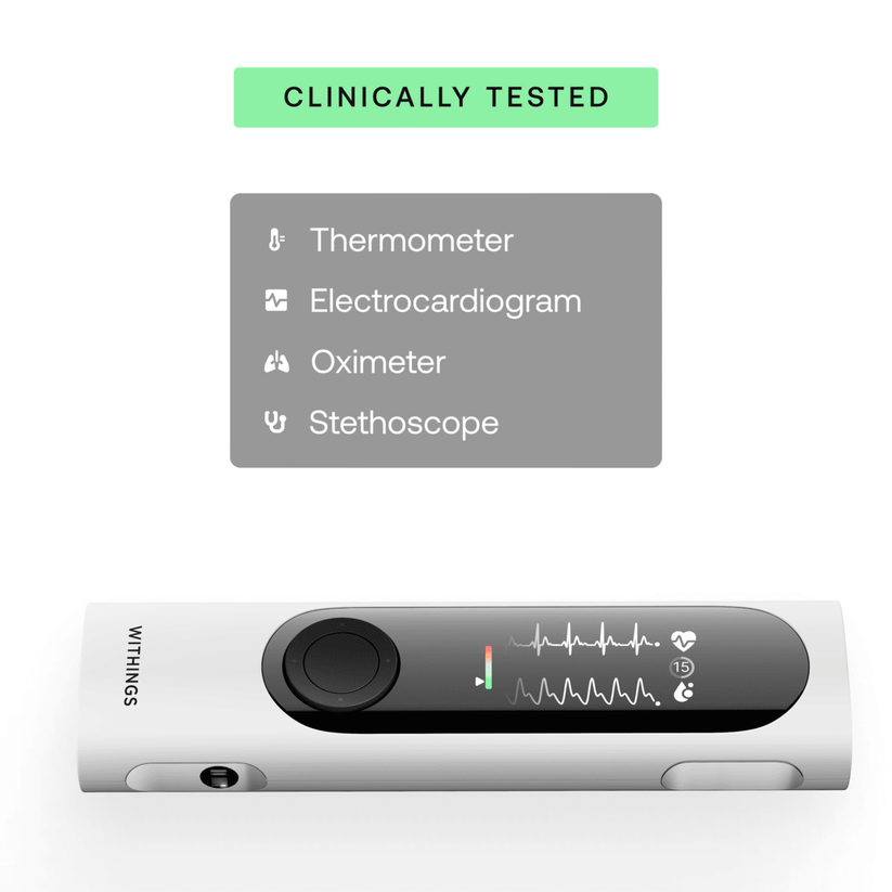 Withings Beam-O - Dispozitiv MultiScan 4 in 1 de evaluare a sanatatii (termometru, EKG, SPO2, stetoscop digital) - iSTYLE RO
