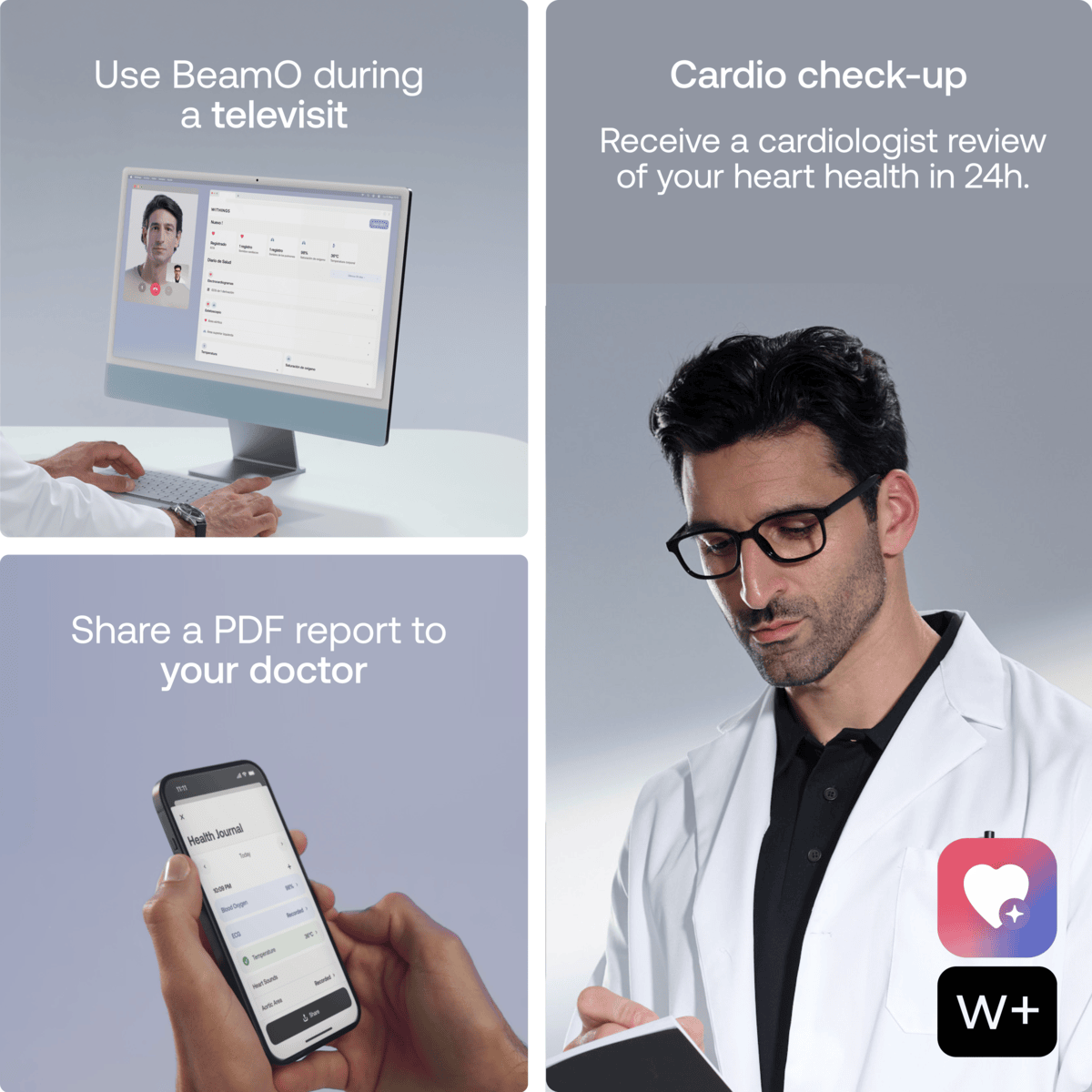 Withings Beam-O - Dispozitiv MultiScan 4 in 1 de evaluare a sanatatii (termometru, EKG, SPO2, stetoscop digital) - iSTYLE RO