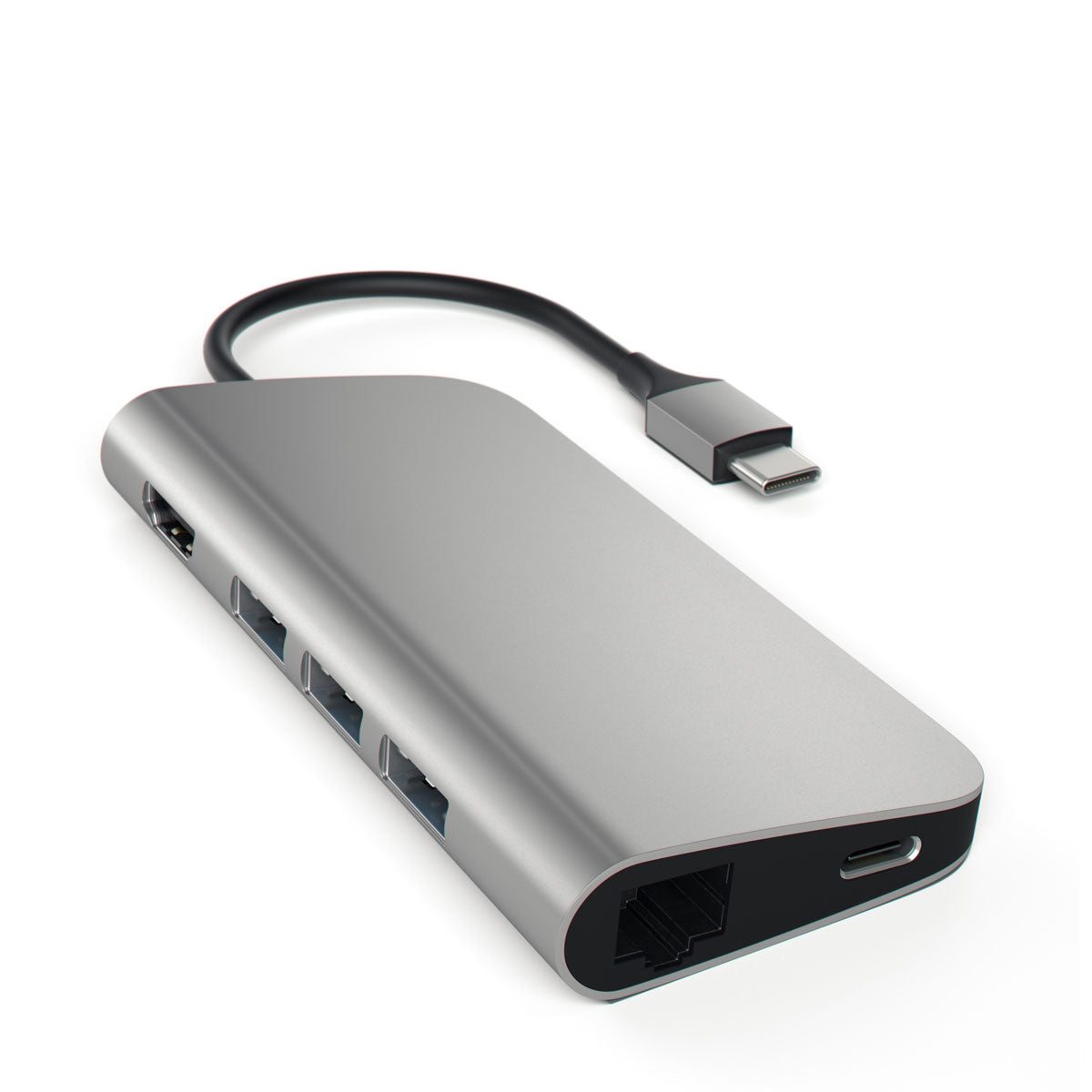 Satechi Aluminium TYPE-C Multi-Port Adapter (HDMI 4K,3x USB 3.0,MicroSD,Ethernet), Space Grey - iSTYLE RO