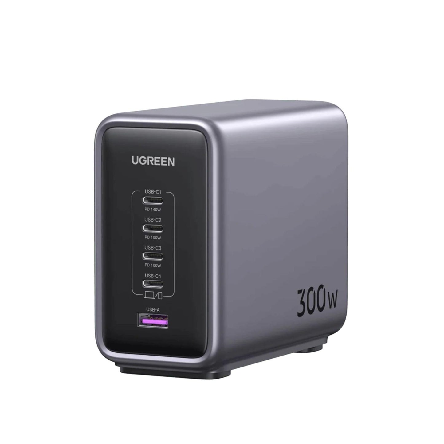 Adaptor priza UGREEN Nexode, 300W GaN, 4x USB-C, 1x USB-A, Gri/Negru