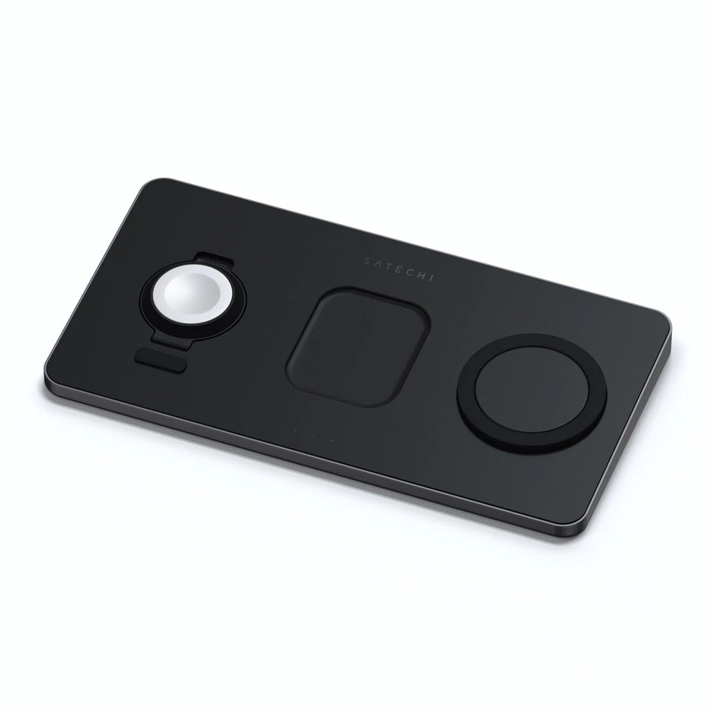 Incarcator Satechi Trio Wireless Charging Pad pentru Apple Watch, Airpods, iPhone, Negru - iSTYLE RO