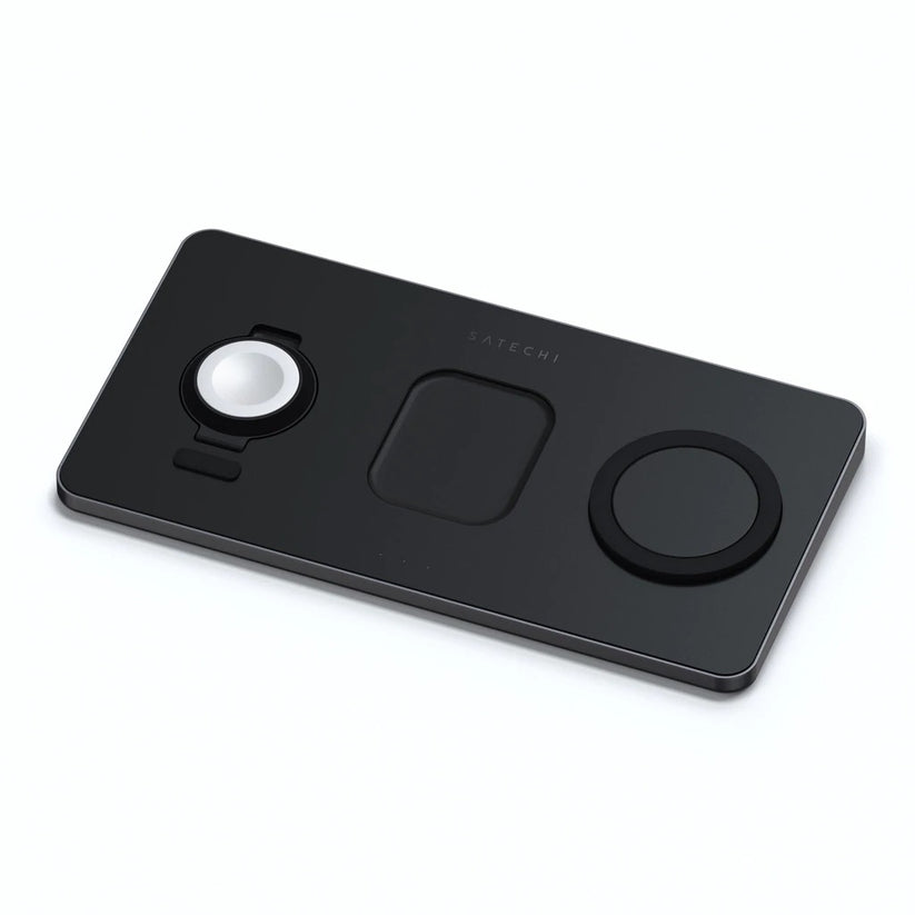 Incarcator Satechi Trio Wireless Charging Pad pentru Apple Watch, Airpods, iPhone, Negru - iSTYLE RO