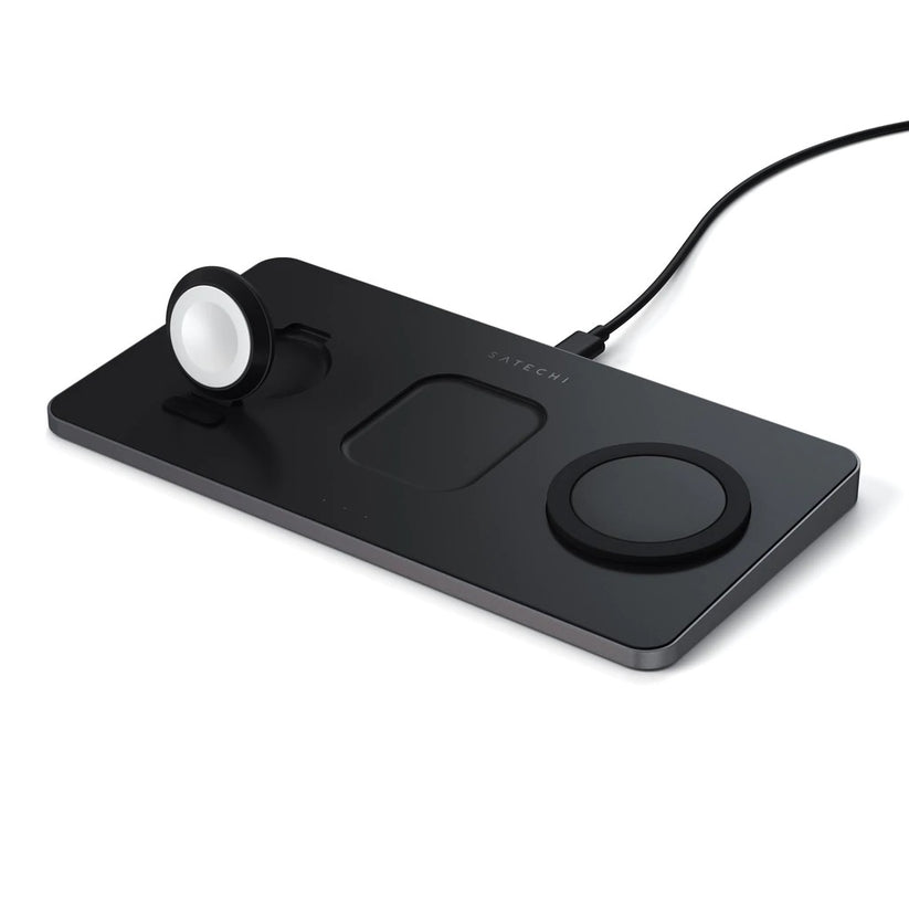 Incarcator Satechi Trio Wireless Charging Pad pentru Apple Watch, Airpods, iPhone, Negru - iSTYLE RO