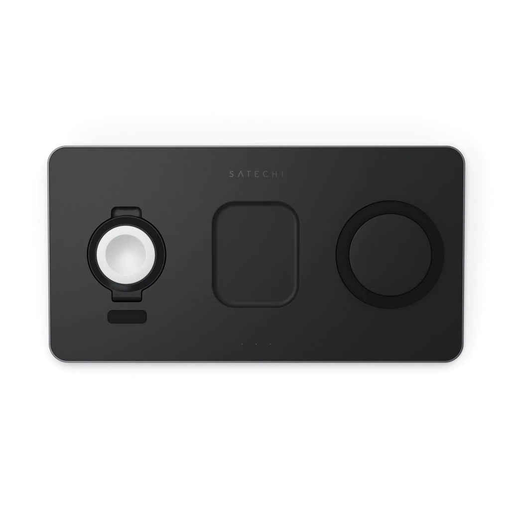 Incarcator Satechi Trio Wireless Charging Pad pentru Apple Watch, Airpods, iPhone, Negru - iSTYLE RO