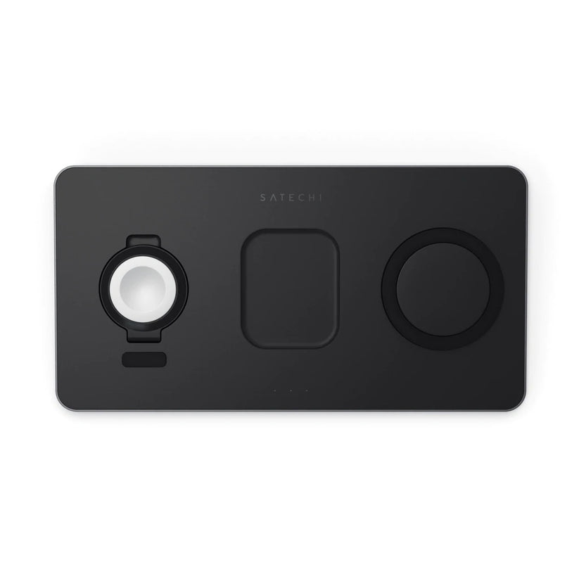 Incarcator Satechi Trio Wireless Charging Pad pentru Apple Watch, Airpods, iPhone, Negru - iSTYLE RO