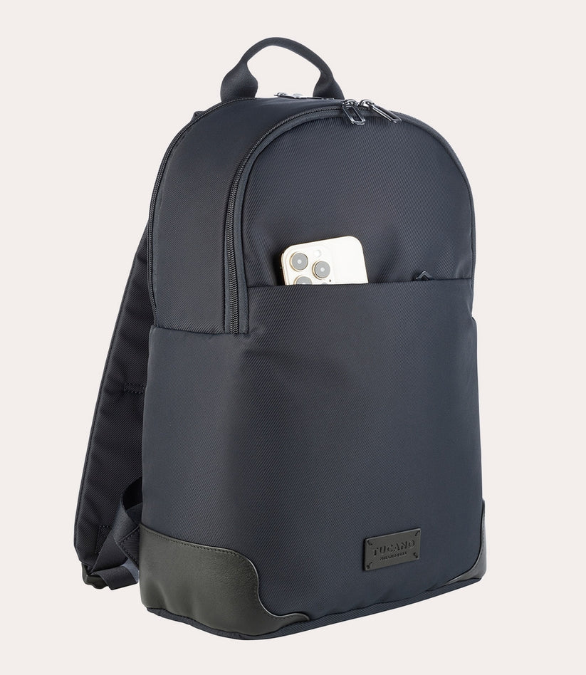 Rucsac Tucano cu elemente de piele, 16", Bleumarin/Negru - iSTYLE RO
