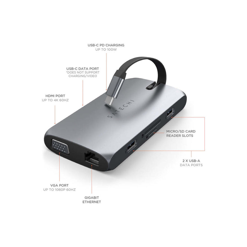 Adaptor multiport Satechi USB-C on-the-go, Space Grey - iSTYLE RO