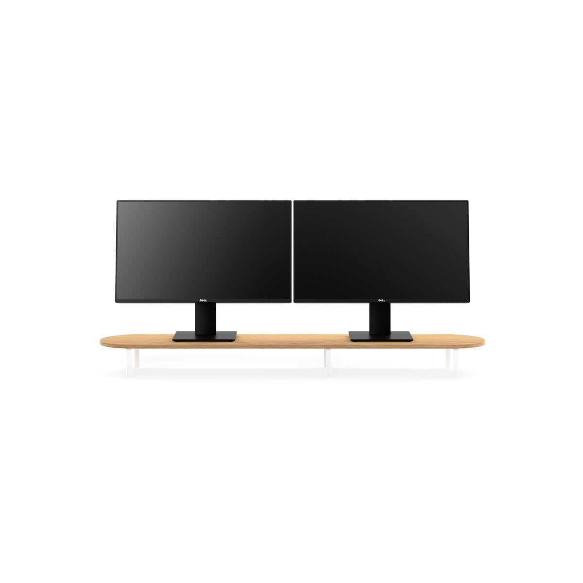 Stand dublu Woodcessories pentru monitor Oak/White - iSTYLE RO