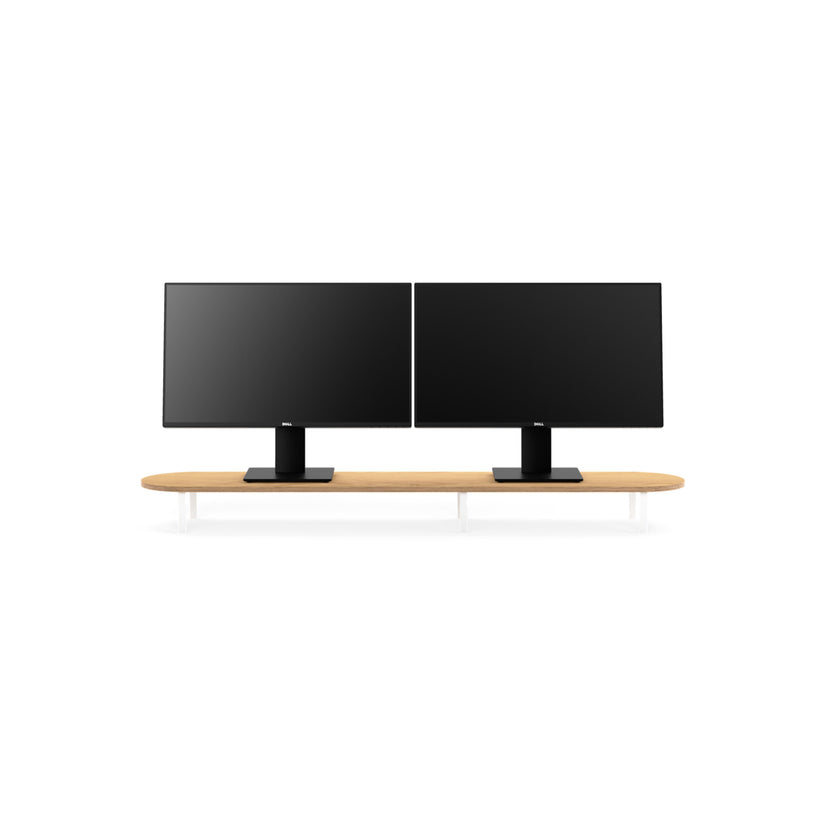 Stand dublu Woodcessories pentru monitor Oak/White - iSTYLE RO