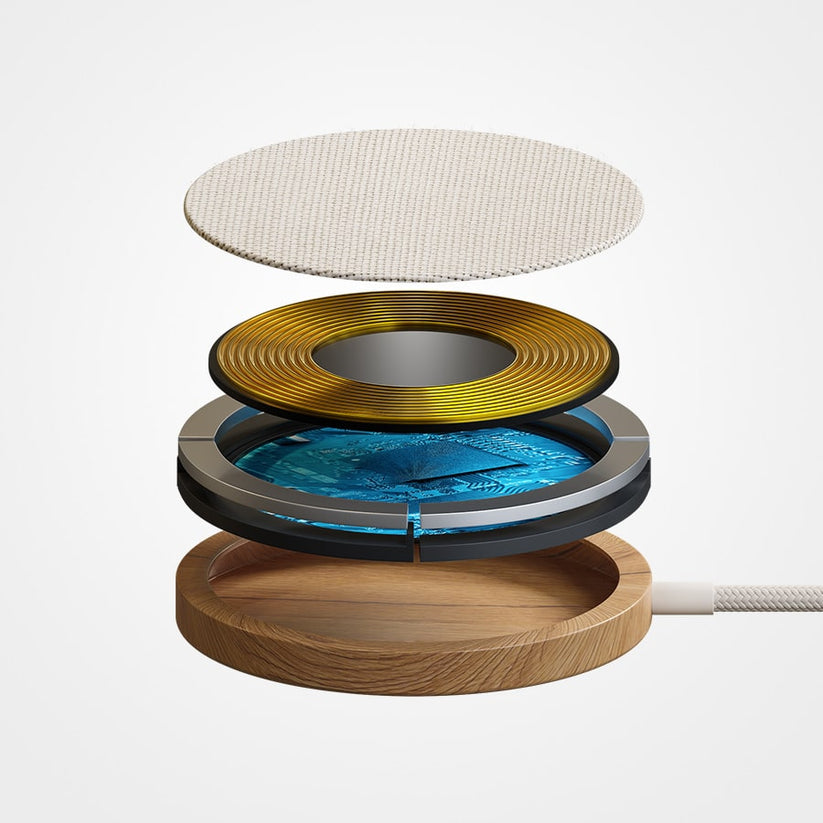 Incarcator wireless Woodcessories MagPad, Oak/Fabric - iSTYLE RO